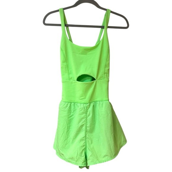 FP Movement Righteous Runsie Sz L Neon Lime Green Cutout Athletic Romper - Picture 3 of 11